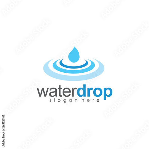 Water drop logo with illustration of being a circle of three lines