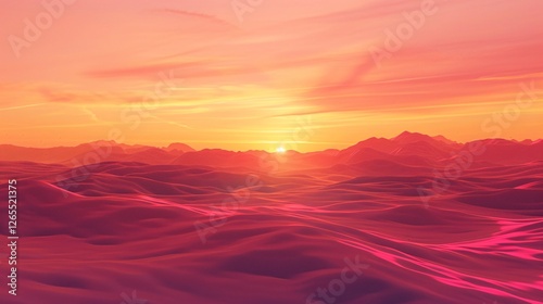 Vibrant Sunset Over a Dramatic Mountain Range