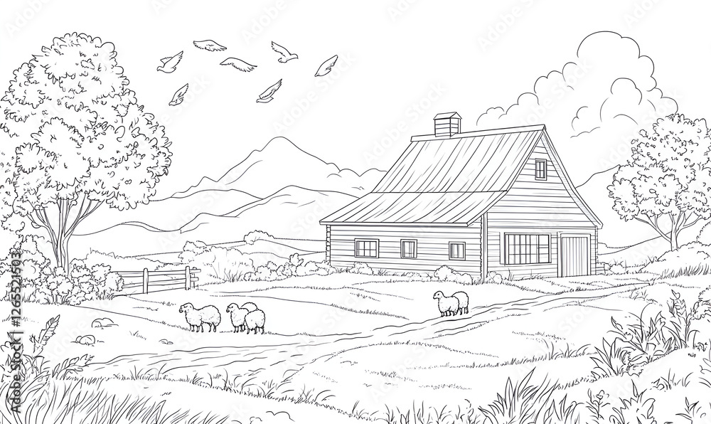 Fototapeta premium country house sketch