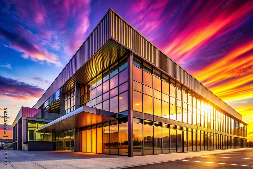 Abstract Sunset Architecture: Gradient Building Facade, Orange Purple Yellow Hues Abstract Sunset Architecture: Gradient Building Facade, Orange Purple Yellow Hues