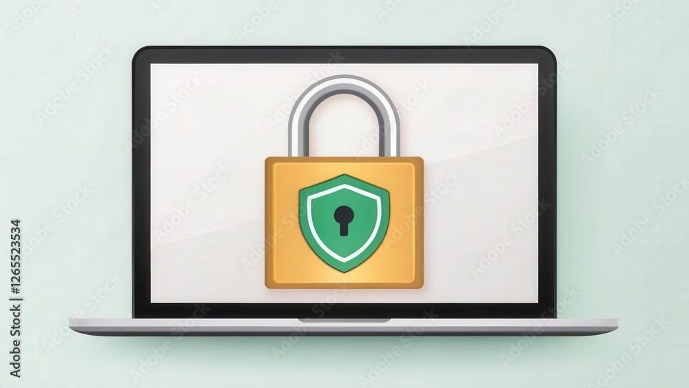 a closed padlock icon with a keyhole on a laptop screen, symbolizing online security and privacy a closed padlock icon with a keyhole on a laptop screen, symbolizing online security and privacy