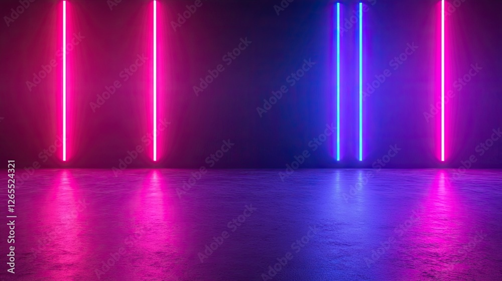 custom made wallpaper toronto digitalA futuristic glowing mesh network with deep blue and violet neon lights, leaving copy space.