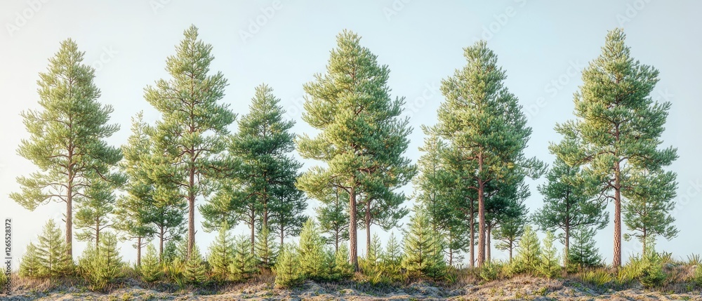 Obraz premium Pine Trees Forest Landscape Background