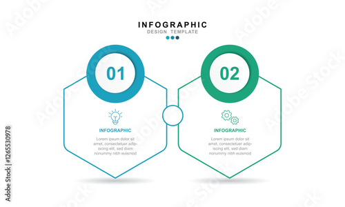 Thin line infographics design template with icons and 2 options or steps.