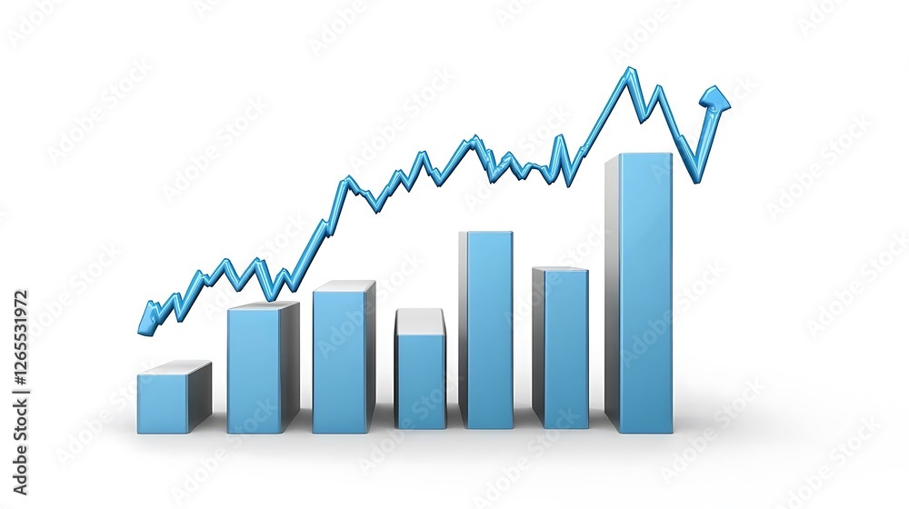 3D Render: Upward Trending Bar Graph Showing Growth Over Time AI Generated 3D Render: Upward Trending Bar Graph Showing Growth Over Time AI Generated