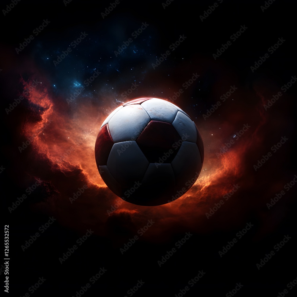 Naklejka premium photo realistic soccer ball as a planet in space 