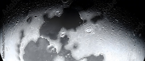A hyperrealistic space wallpaper featuring the surface of the moon, craters and shadows are sharply defined,  in grayscale, a moody and textural representation of the lunar surface.