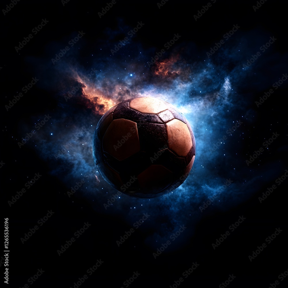 Fototapeta premium photo realistic soccer ball as a planet in space 
