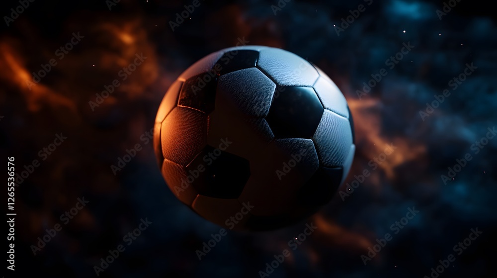 Naklejka premium photo realistic soccer ball as a planet in space 