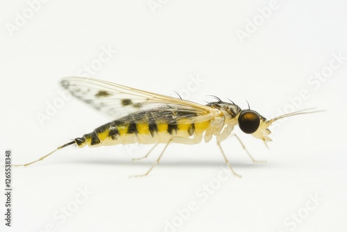 Midge Buzzer on White Background. Natural Aquarium Fish Food from Chironomus Plumosus Larvae photo