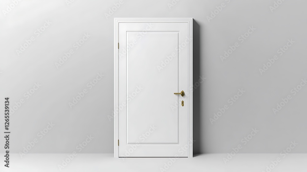 Closed White Door 3D Render: Minimalist Interior Design Element AI Generated Closed White Door 3D Render: Minimalist Interior Design Element AI Generated