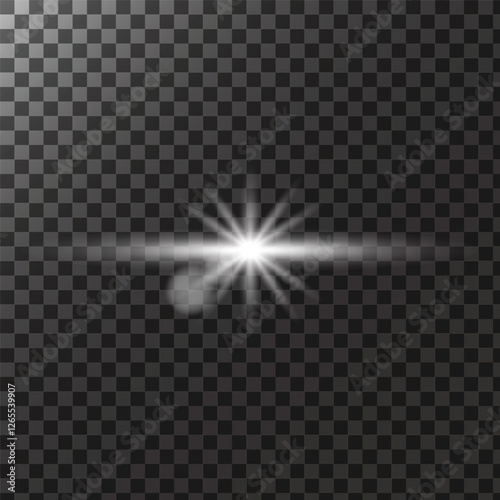 Realistic white light flare effect on a transparent background. Perfect for photo overlays, design projects, festive decorations, glowing highlights, and adding sparkle to creative visuals