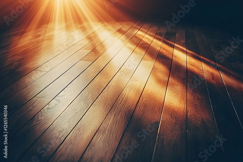 Warm Sunlight on Wooden Floor Background Image