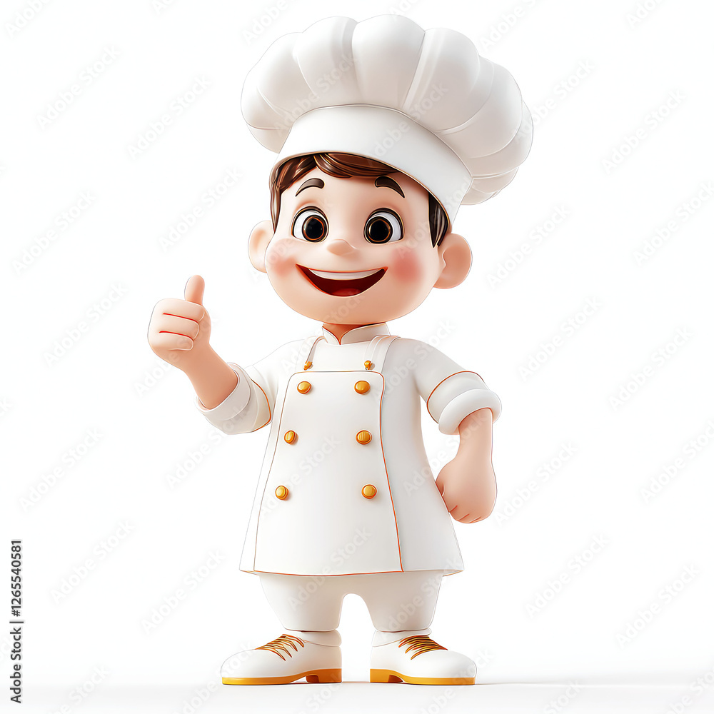 Adorable 3D Cartoon Chef: Happy Cook Gives Thumbs Up - Culinary Arts, Food, Restaurant Adorable 3D Cartoon Chef: Happy Cook Gives Thumbs Up - Culinary Arts, Food, Restaurant