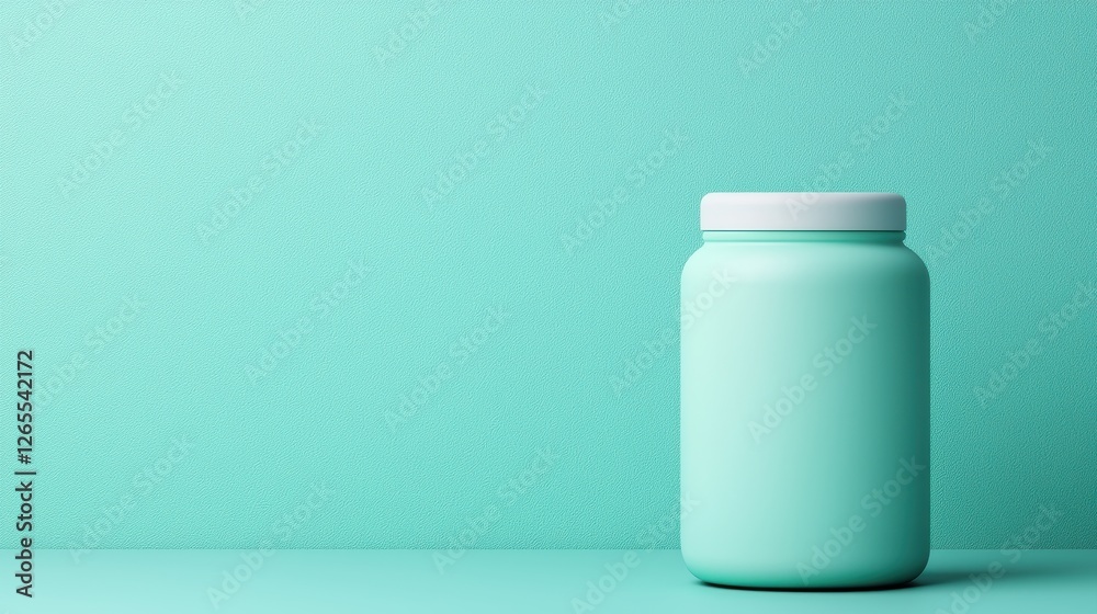 A minimalist mint jar stands against a textured teal background, creating a soothing and fresh aesthetic. A minimalist mint jar stands against a textured teal background, creating a soothing and fresh aesthetic.