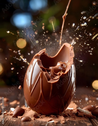 Easter Vibrant Chocolate Egg Splash with Colorful Elements. Ai Generative