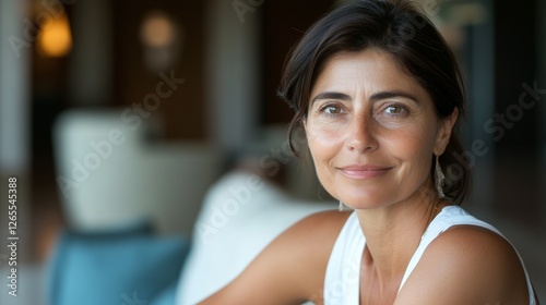Woman with glowing skin exudes natural beauty and serenity. Free Download Woman with glowing skin exudes natural beauty and serenity. - GFXLoad
