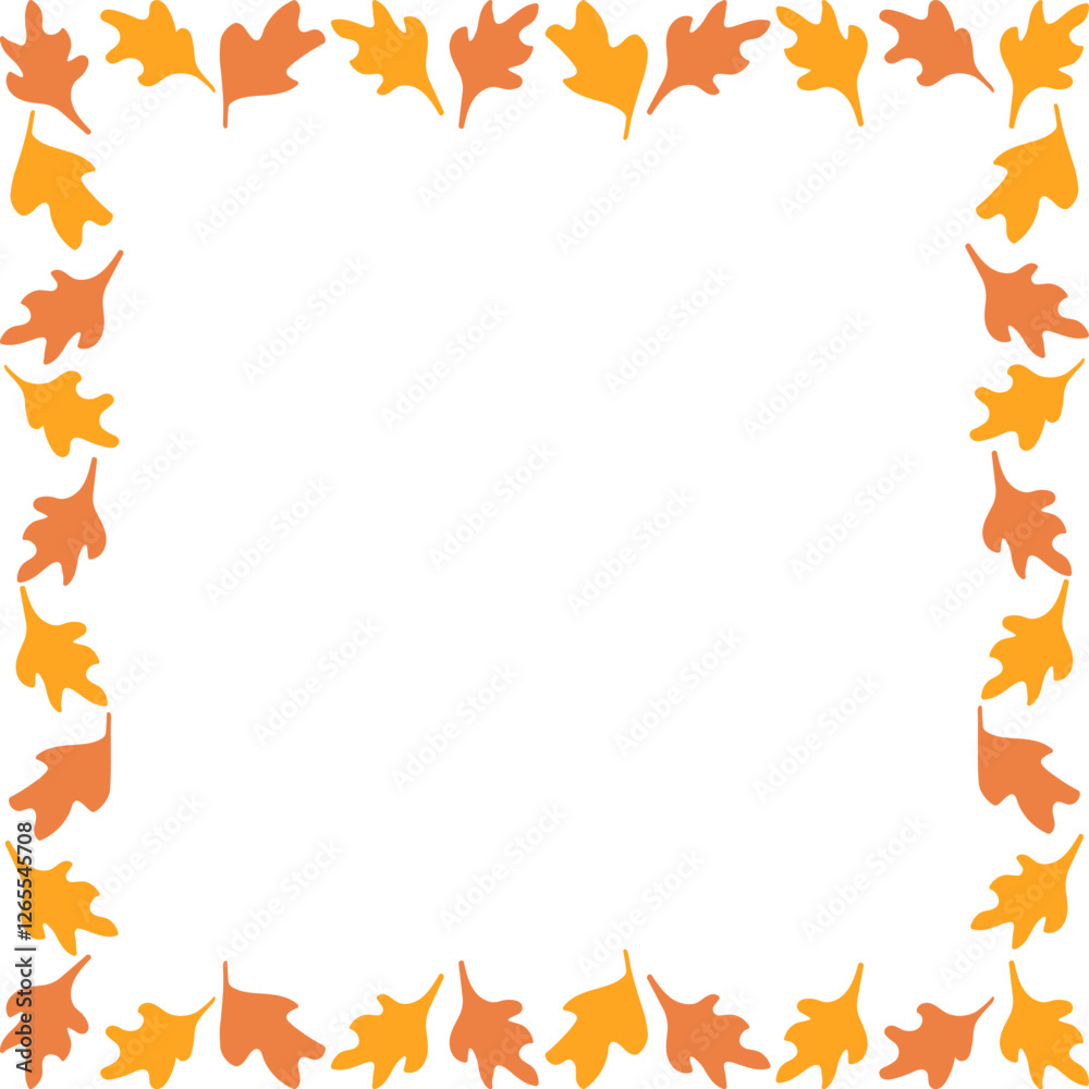 Oak leaves autumn simple square frame. Colorful leaf Thanksgiving template. Frame with empty space Oak leaves autumn simple square frame. Colorful leaf Thanksgiving template. Frame with empty space