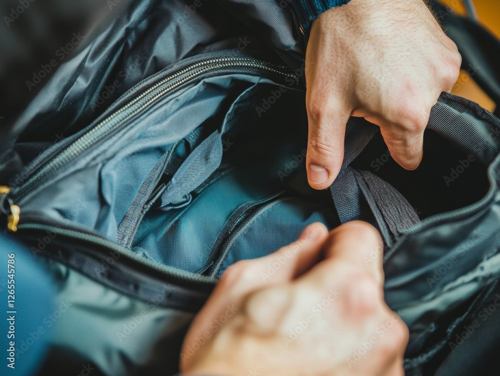 Obraz premium Detail of a bag being packed ready for travel - ai