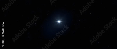 A minimalist galaxy wallpaper, showcasing a single, bright star amidst a dark, inky black background, the star rendered with a soft glow and subtle ray effects in a high-resolution.