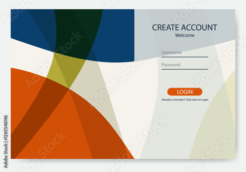 Flat design landing page. Login form user interface vector template. Landing page template