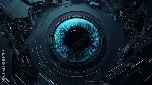 Cybernetic Eye: A Stunning 3D Render of Futuristic Technology AI Generated
