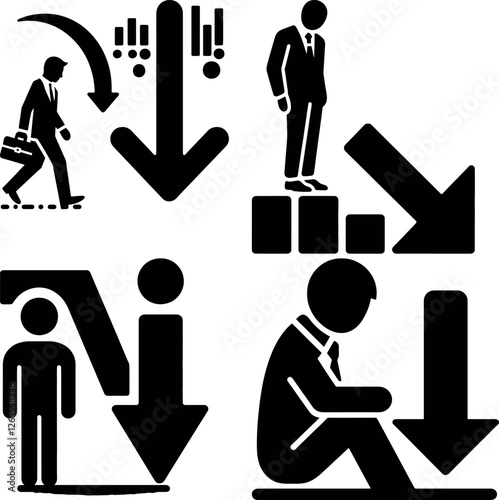A set of Business Loss Concept with Male Figure