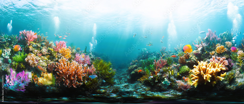 Fototapeta premium beautiful sea bottom, coral reef with beautiful fish
