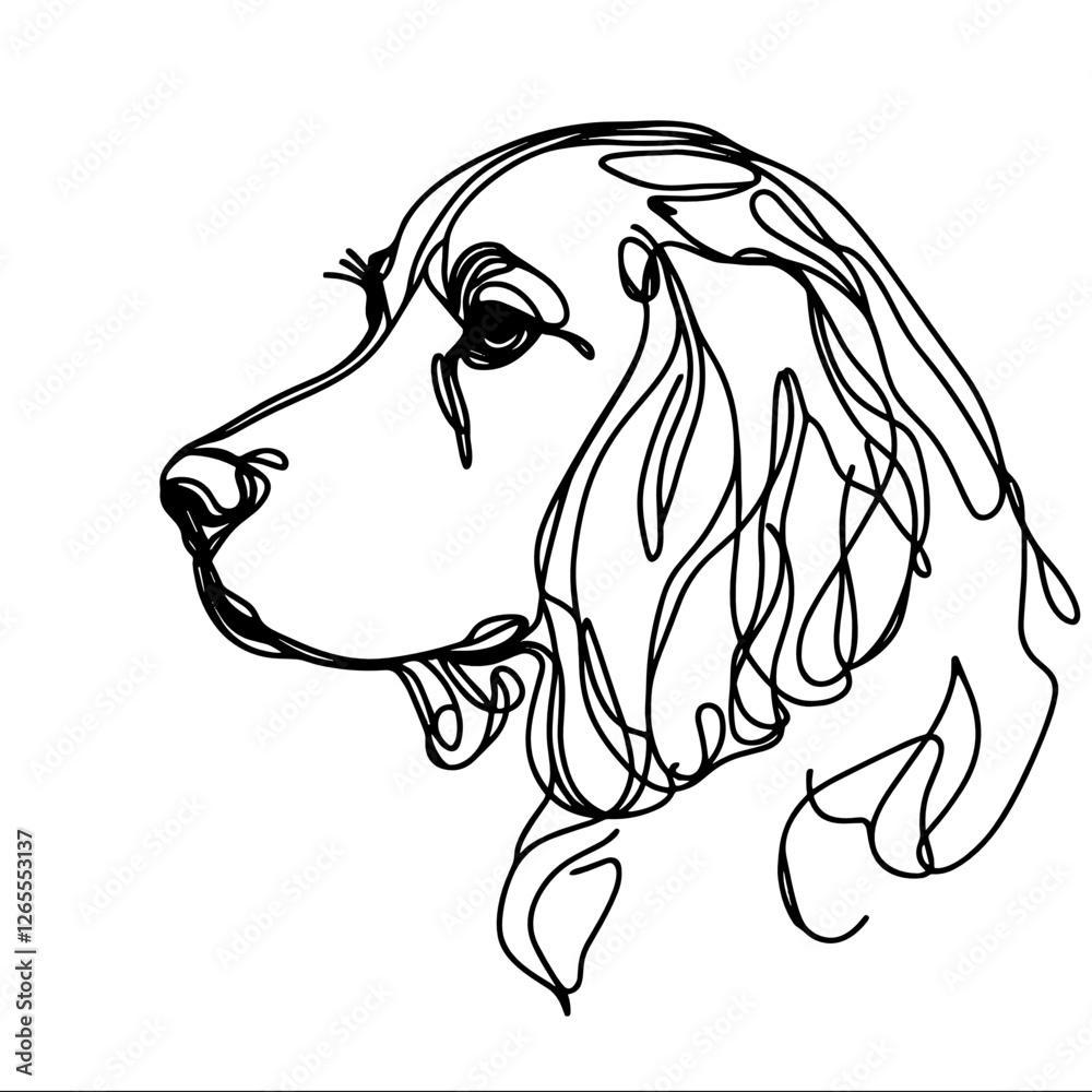 Fototapeta premium Welsh Springer Spaniel breed Dog Continuous one line drawing, inimalist vector illustration design on white background. Simple line modern graphic style. Hand drawn graphic concept