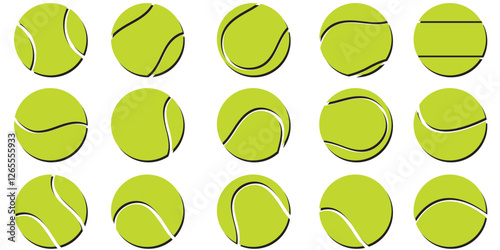 A big set of green tennis ball icon . 1176