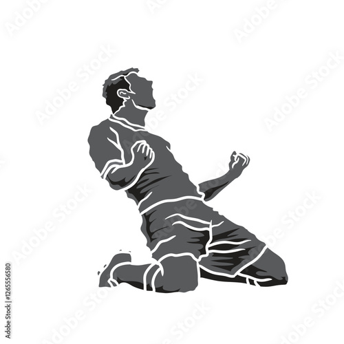 vector silhouette soccer player celebrate the goal