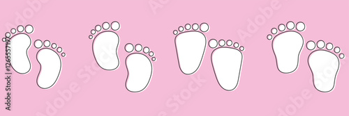 Foot prints icon set. Black baby footprints icon isolated on white.  1176