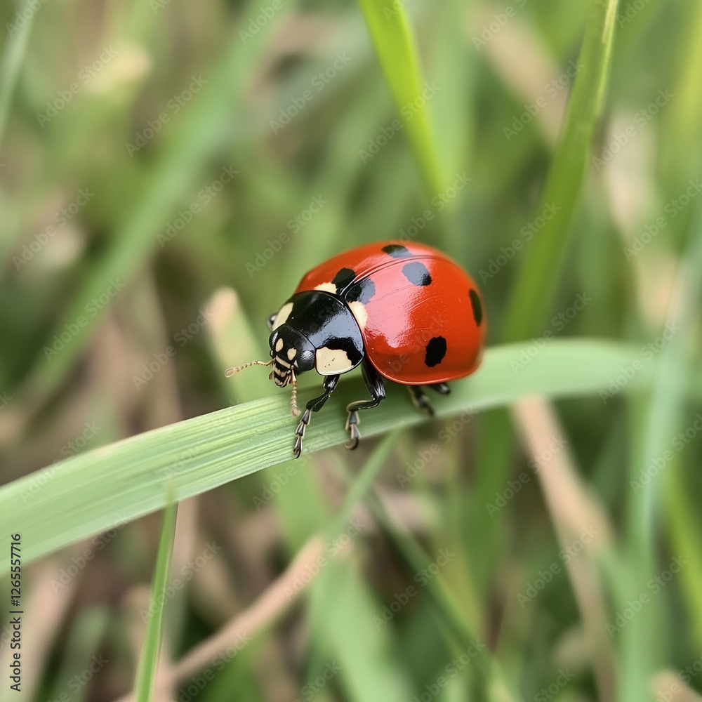 Simple Elegance: A Ladybug on Fresh Green Grass, ladybug on grass Simple Elegance: A Ladybug on Fresh Green Grass, ladybug on grass