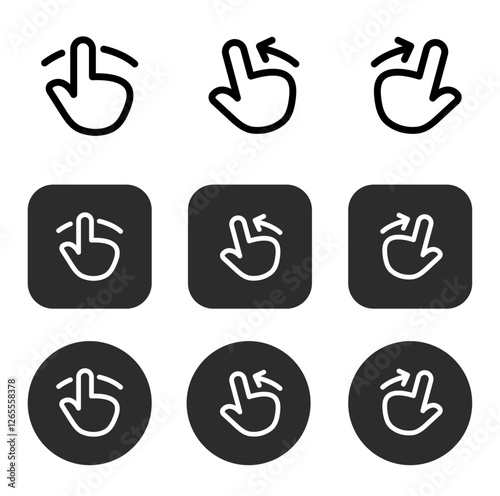 Swipe icons set. Hands button icons. editable stroke outline icon