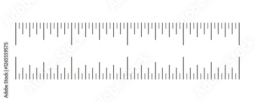 Measuring chart with 4 inches. Metric, imperial units icon. Ruler scale template. Length measurement math, distance, height mockup. Sewing tool layout.