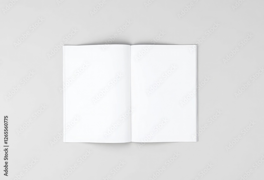 A blank white hardcover magazine template on a gray background A blank white hardcover magazine template on a gray background
