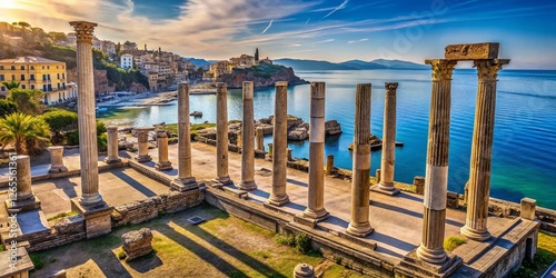 Aerial View of Ancient Roman Ruins at Pozzuoli, Italy - Temple of Serapis