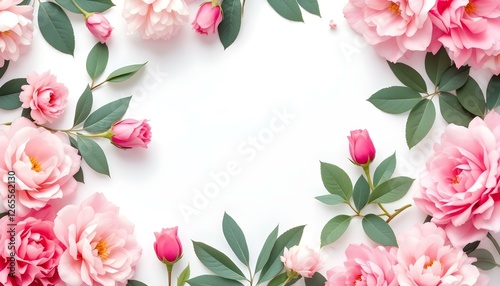 Wallpaper Mural Corona de flores de color rosa sobre un fondo blanco Torontodigital.ca