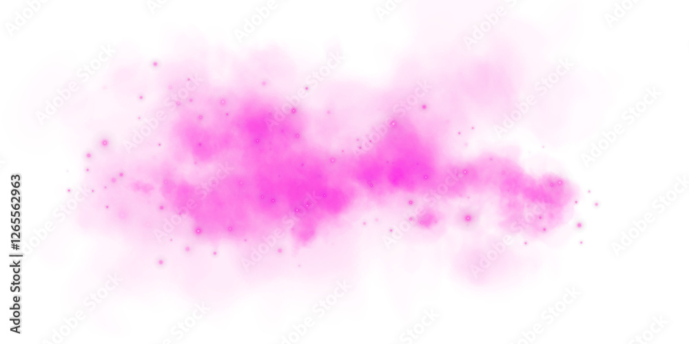 Fototapeta premium Fantastic pink smoke background. Magic pink smoke with glitter and small particles of twinkling stars. Fog with luminous particles. Pink vapor with stardust. Morning fog over land or water surface PNG