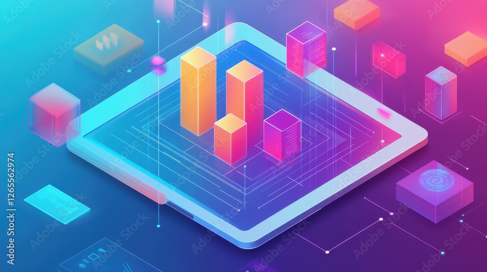 Modern Digital Data Visualization with Colorful Graphs and Charts Modern Digital Data Visualization with Colorful Graphs and Charts