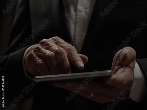 Close-up of hands, hand using phone, hand using tablet, business.ai_generated