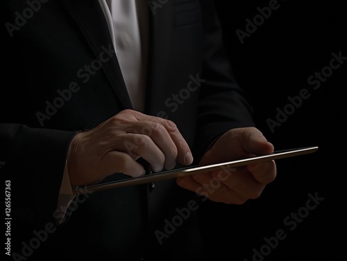 Close-up of hands, hand using phone, hand using tablet, business.ai_generated