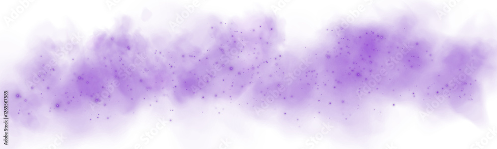 Obraz premium Fantastic purple smoke background. Magic purple smoke with glitter and small particles of twinkling stars. Fog with luminous particles. Purple vapor with stardust. Morning fog over land or water. PNG.