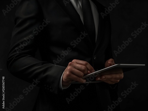 Close-up of hands, hand using phone, hand using tablet, business.ai_generated