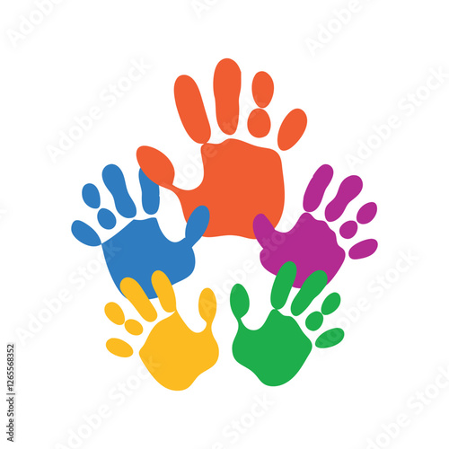 Colorful handprints vector art illustration