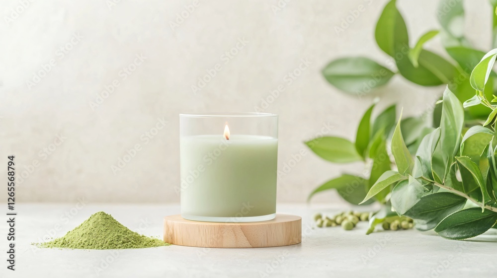 Matcha-Infused Candle in Frosted Glass Create a Stylish Atmosphere for Relaxation and Candlelit Ambiance Matcha-Infused Candle in Frosted Glass Create a Stylish Atmosphere for Relaxation and Candlelit Ambiance