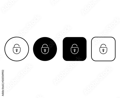 Set of padlock icons. Buttons with lock silhouettes. Editable stroke