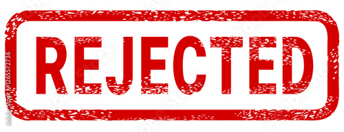 Dirty red stamp mark "REJECTED" surrounded by a rounded frame (cut out)