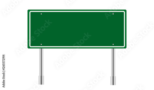 Blank green traffic road sign  isolated on transparent background. PNG illustration.