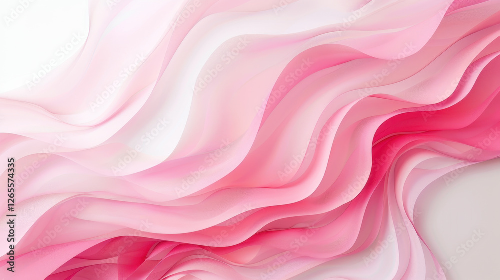 Soft pink waves flowing gracefully across light background, creating serene and calming atmosphere. Ideal for backgrounds and abstract designs